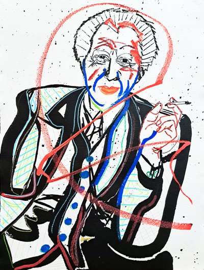 Surportræt : Frank Lloyd Wright, 2022 (akryl på papir) af Benoit Erwann Boucherot