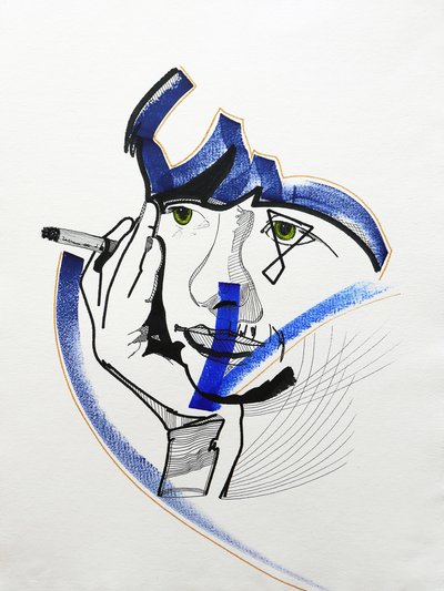 Surportrait : Françoise Sagan 1, 2019 (akryl på papir) af Benoit Erwann Boucherot