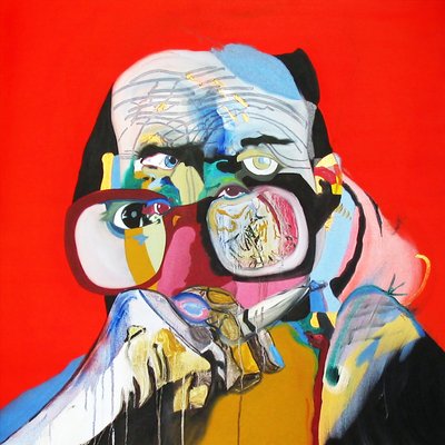 Surportræt: Hervé Guibert  Marguerite Duras, 2005 (olie på lærred) af Benoit Erwann Boucherot
