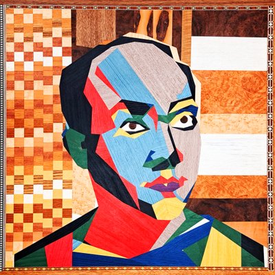 Surportrait : Isamu Noguchi 2, 2022 (træfinér på MDF) af Benoit Erwann Boucherot