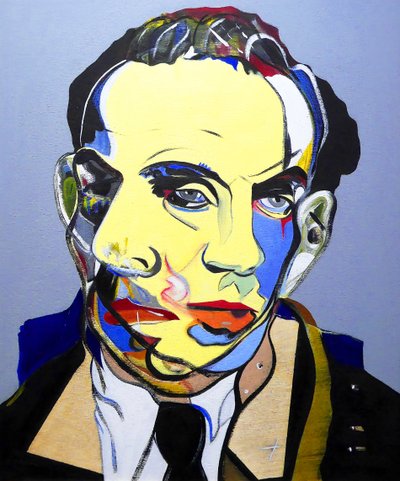 Surportræt : Louis-Ferdinand Céline, 2023 (olie på træpanel) af Benoit Erwann Boucherot