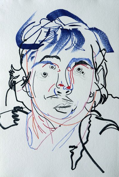 Surportræt : Marguerite Duras 3, 2021 (akryl på papir) af Benoit Erwann Boucherot