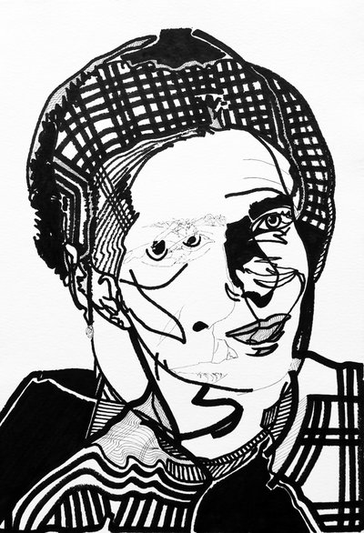 Surportræt: Simone de Beauvoir, 2019 (akryl på papir) af Benoit Erwann Boucherot