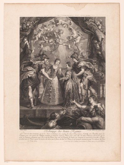 Udveksling af to dronninger Udveksling af to dronninger. (titel på objekt) Galleriet i Palais du Luxembourg (serietitel) af Benoît Audran