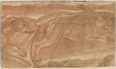 En hund jager en hare af Benozzo Gozzoli