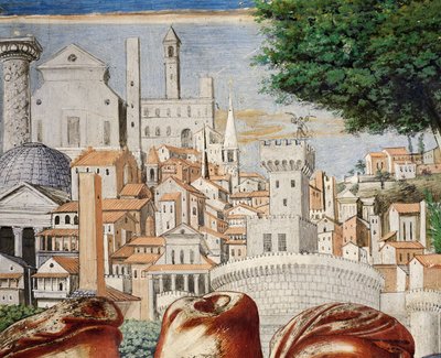 Byens arkitektur i Rom, detaljer fra Stories of St. Augustine af Benozzo di Lese di Sandro Gozzoli