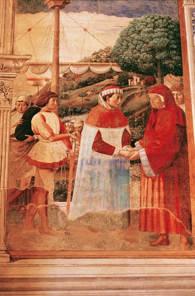 Augustin ankommer til Ostia dirigeret til Rom af Benozzo di Lese di Sandro Gozzoli
