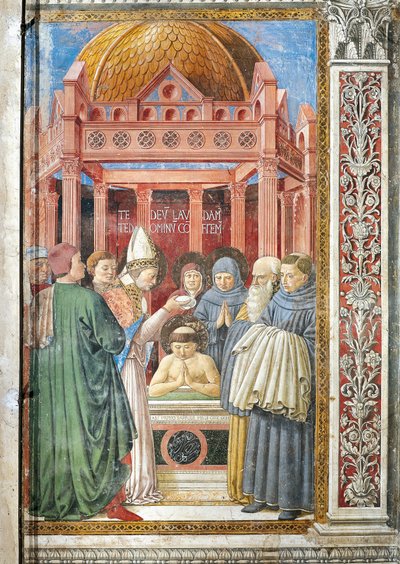 St. Augustins dåb, detalje fra Stories of St. Augustine af Benozzo di Lese di Sandro Gozzoli