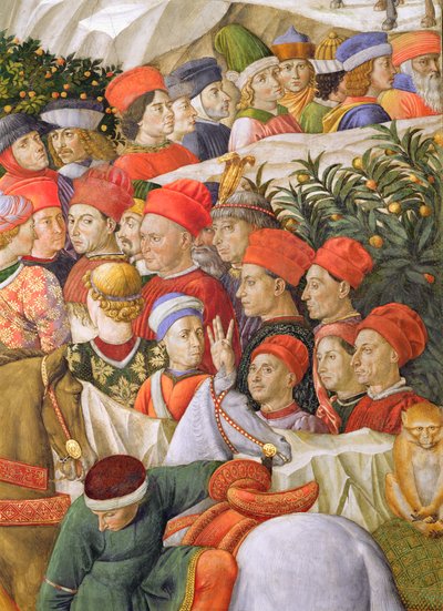 Ansigter i processionen, detalje fra Magi-cyklussen i kapellet, ca. 1460 freskodetalje af 70601 af Benozzo di Lese di Sandro Gozzoli