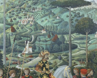 Johannes VII Palæologus (1391-1448), østromersk kejser, som Balthasar, en af de tre konger, detalje fra kongernes rejse-cyklus i kapellet, ca. 1460 (freskomaleri) af Benozzo di Lese di Sandro Gozzoli