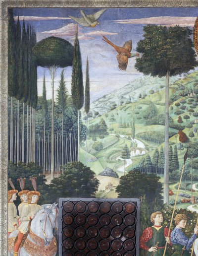 Balthasars procession som Johannes VIII Palæologus, detalje fra Magi-cyklussen i kapellet, ca. 1460 (fresko) af Benozzo di Lese di Sandro Gozzoli