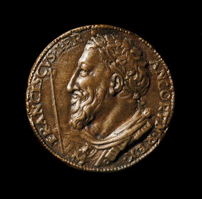Bronzemedaljon med billedet af kong Francois I (1494-1547) lavet af Benvenuto Cellini (1500-1571) 1538 Diam. 38 cm Firenze, Bargello Nationalmuseum af Benvenuto Cellini