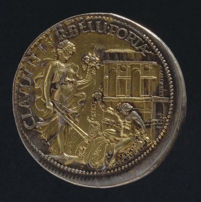 Medalje, der forestiller en allegorisk figur, 1533 (bagsiden af 18062) (for verso se 119186) af Benvenuto Cellini