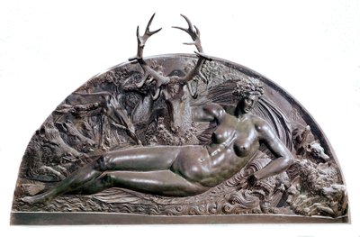 Nymfen fra Fontainebleau Bas bronze relief af Benvenuto Cellini (1500-1571) fra slottet Anet. 1542 Dim. 409x205 cm Paris, Musée du Louvre af Benvenuto Cellini
