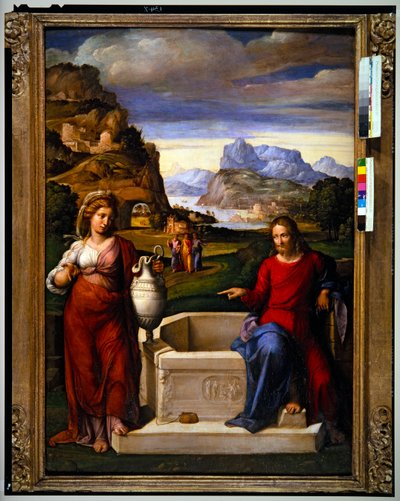Kristus og kvinden fra Samaria (panel) af Benvenuto Tisi da Garofalo