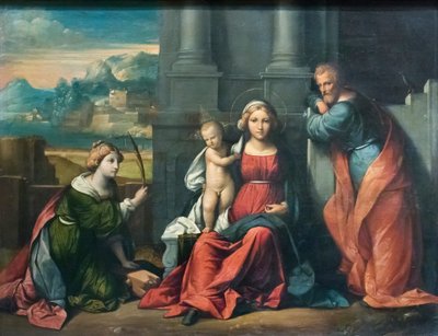 Hellig Familie (olie på lærred) af Benvenuto Tisi da Garofalo