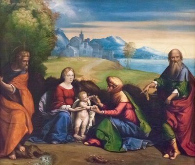 Hellig familie med St Joachim og Anne (maleri) af Benvenuto Tisi da Garofalo