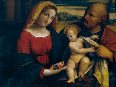 Maleri, der forestiller den hellige familie af Benvenuto Tisi da Garofalo