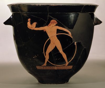 Attisk klokkekrater med rød figur forestiller Ganymedes, græsk, ca. 500-480 f.Kr. (keramik) af Berlin Painter