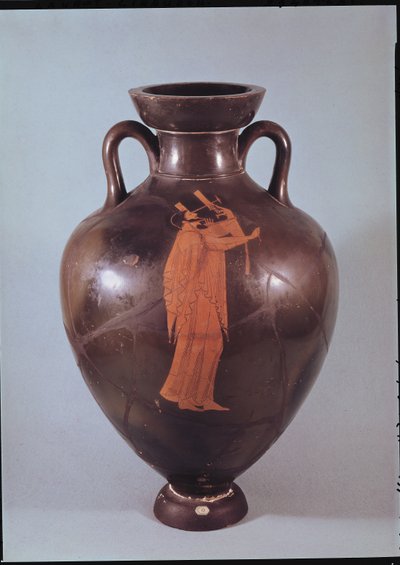 Attic rød figur amfora, der viser en musiker, der spiller en lyre (keramik) af Berlin Painter