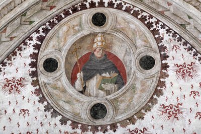 Repræsentation af en dominikansk pave (Innocentius V eller Benoit XI) (En dominikansk pave) Fresco af Bernardino Zenale og Bernardino Butinone af Bernadino and Zenale B.  Butinone