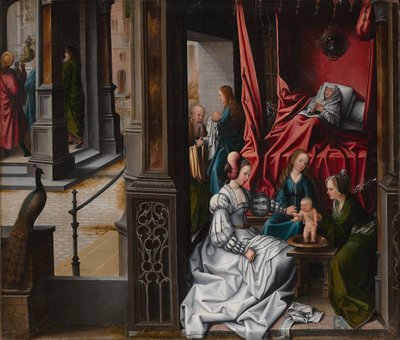 Johannes Døberens fødsel og navngivning, ca. 1514-15. af Bernard van Orley
