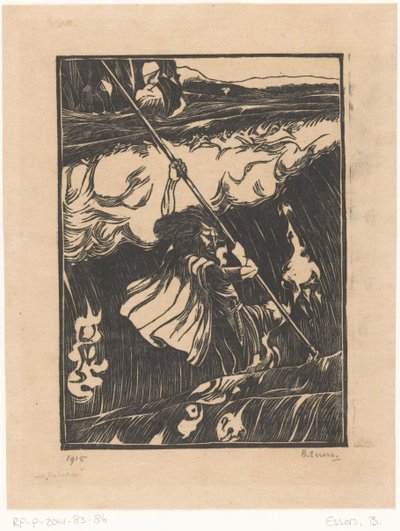 Cuchulainn kæmper mod brændingen af Bernard Essers (signed by artist)