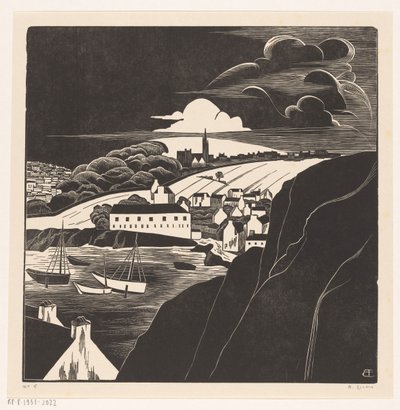 Havn ved lavvande (original titel på objektet) af Bernard Essers (signed by artist)