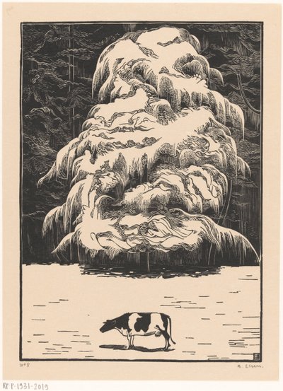 Ko med en lærk af Bernard Essers (signed by artist)