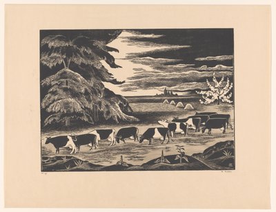 Køer i et landskab af Bernard Essers (signed by artist)