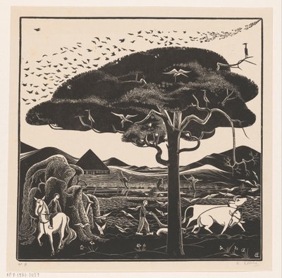 Pløjning af okser af Bernard Essers (signed by artist)