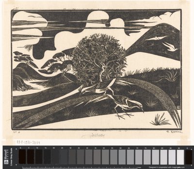 To fasaner i et bakket landskab af Bernard Essers (signed by artist)