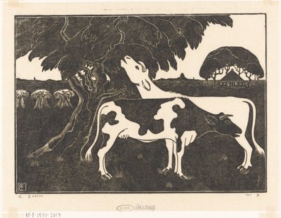 To køer ved et træ af Bernard Essers (signed by artist)