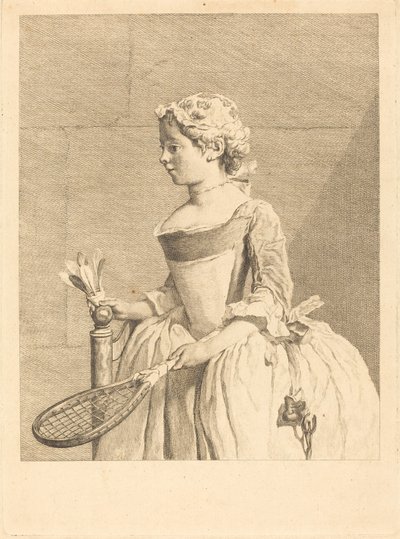 Ung pige ved rattet (ung pige med en raguette) af Bernard Lépicié after Jean Siméon Chardin