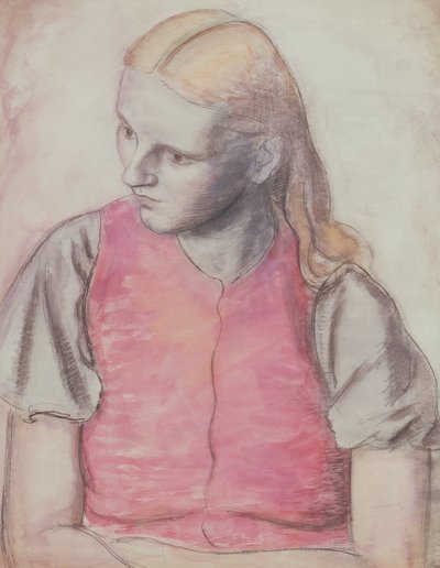 Portræt af kunstnerens kone, ca. 1926 (blyant og akvarel) af Bernard Meninsky