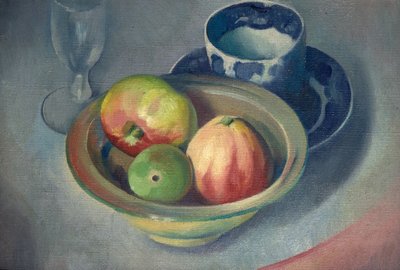 Stilleben med æbler af Bernard Meninsky