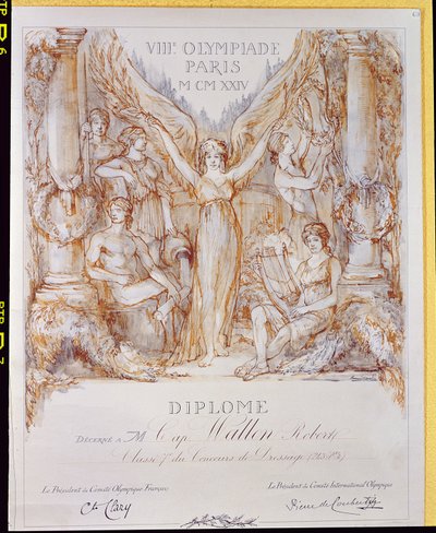 Diplomuddeling fra VIII Olympiade, afholdt i Paris af Bernard Naudin