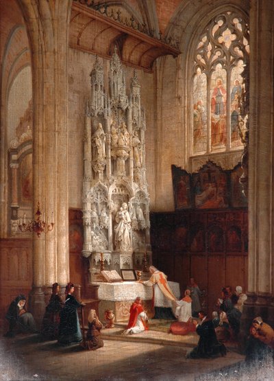 Interiør af kirken St. Waudru, Mons af Bernard Neyt