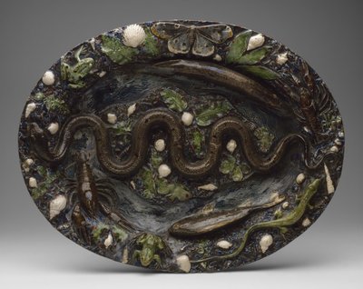 Rustikke varer: Fad med dyre- og plantepynt, anden halvdel af 1500-tallet af Bernard Palissy