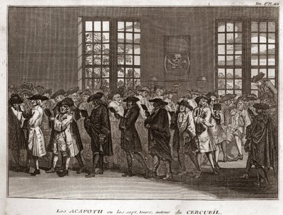 En menighed af jødiske sørgende, der udfører "" Acafoth"" ved en begravelse Gravering fra "" Illustration af religiøse ceremonier og skikke for alle verdens folk" af Bernard Picart (1723-1743) 1819 Privat samling af Bernard Picart