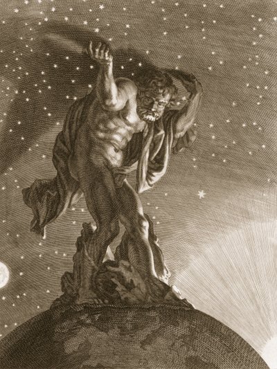 Atlas støtter himlen på sine skuldre, 1731 af Bernard Picart