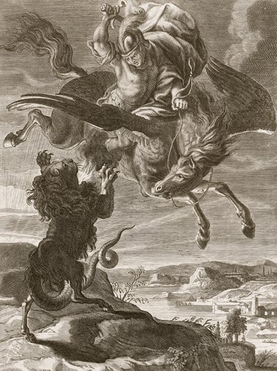 Bellerophon bekæmper kimæren, 1731 af Bernard Picart
