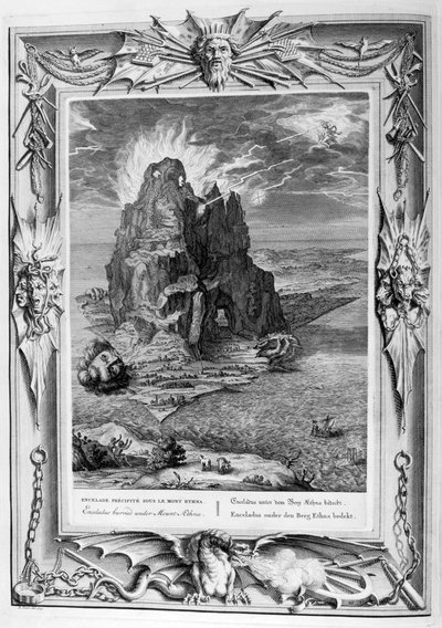 Enceladus begravet under Etna, 1733 af Bernard Picart