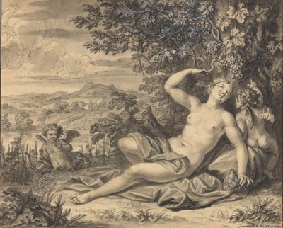 Erigone forført af Bacchus af Bernard Picart