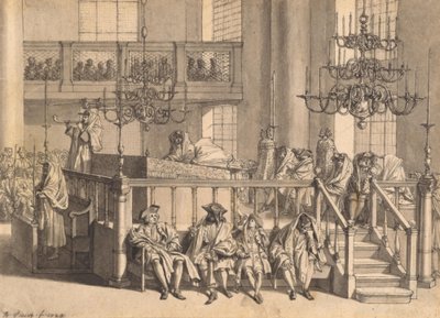 Jødisk nytår i den portugisiske synagoge i Amsterdam af Bernard Picart