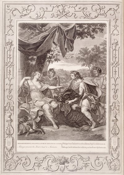 Meleager præsenterer vildsvinehovedet for Atalanta, 1731 af Bernard Picart