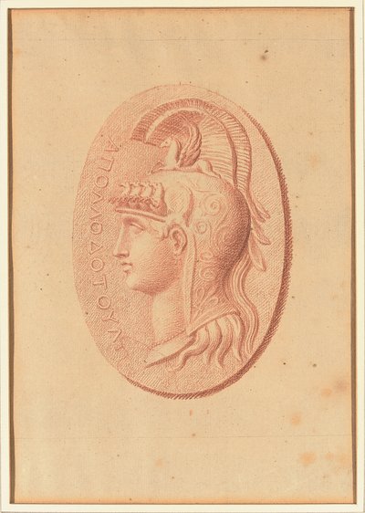En af fire undersøgelser efter cameos, tre med klassiske profilportrætter og en med et fragmentarisk relief af Amor og to løver, der tegner en vogn (rødt kridt på papir) af Bernard Picart