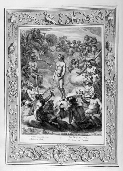 Pandoras æske, 1733 af Bernard Picart