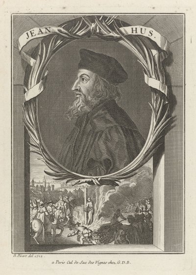 Portræt af John Hus, ca 1720 af Bernard Picart