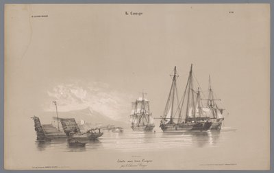 Sejlskibe i havnen Skildringer af livet på landet (serietitel) La kampagnen. Etudes varieés aux deux Crayons (serietitel på objekt) af Bernard Romain Julien
